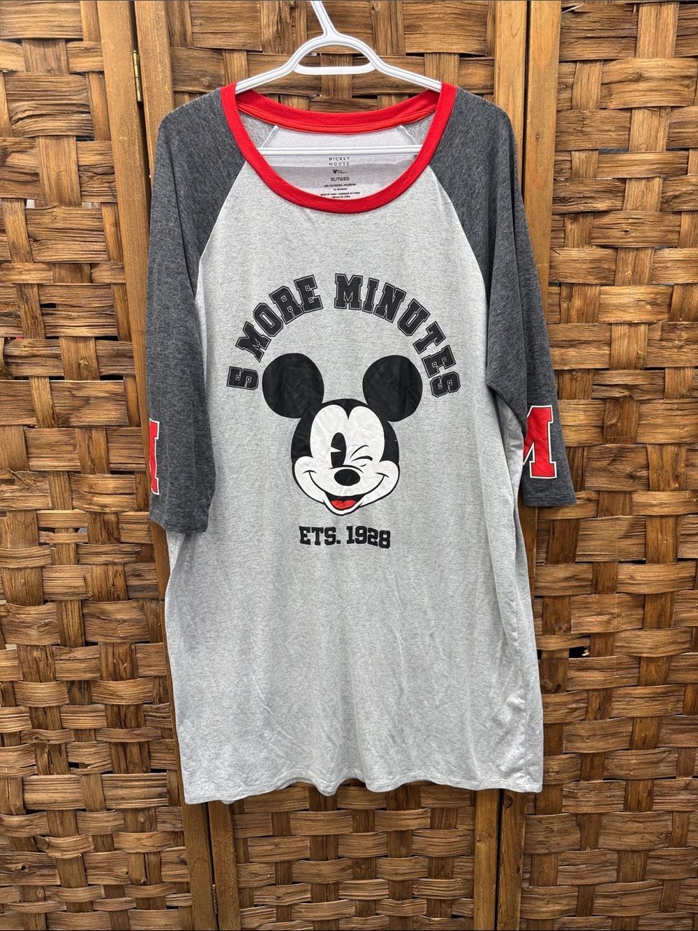 Disney Gray & Red Mickey Mouse Raglan Sleep Shirt